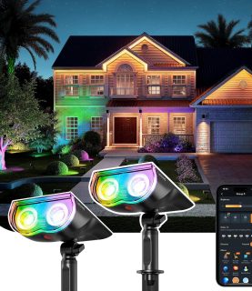 Linkind Smart Solar Spotlight SL5C, Color Changing Landscape Lighting, APP/Voice Control Solar Lights Outdoor, IP67 Waterproof Spot Lights Outdoor for Yard, Garden, Pathway(2 Pack)
