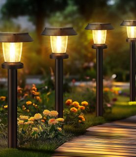 Solar Pathway Lights Outdoor - 8 Pack Solar Powered Garden Lights Waterproof, Decor Landscape Lighting with Three Lighting Modes for Yard, Lawn, Walkway, Driveway, Warm White